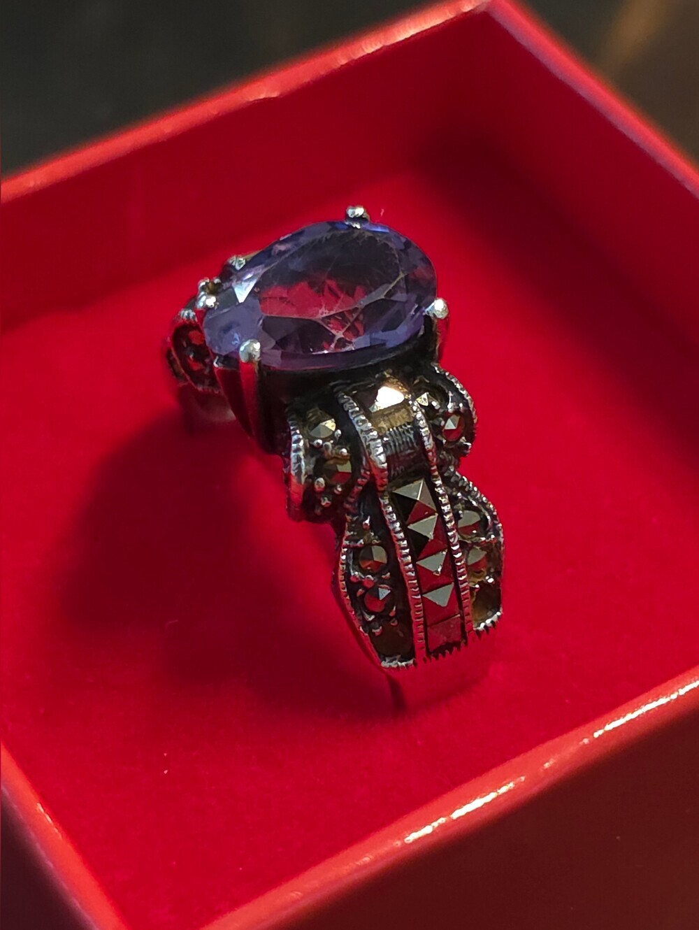 JUDITH JACK STERLING SILVER 925 MARCASITE DESIGNER RING 8.25 Gr  SIZE 10 - Picture 2 of 7